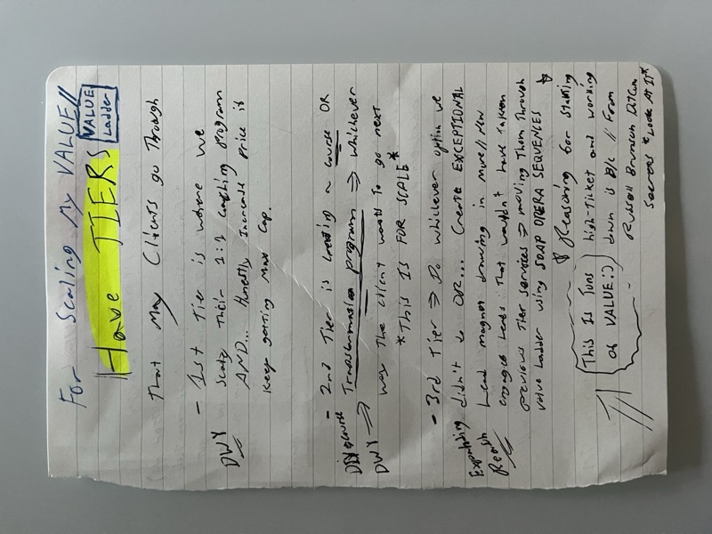 Handwritten notes on building value