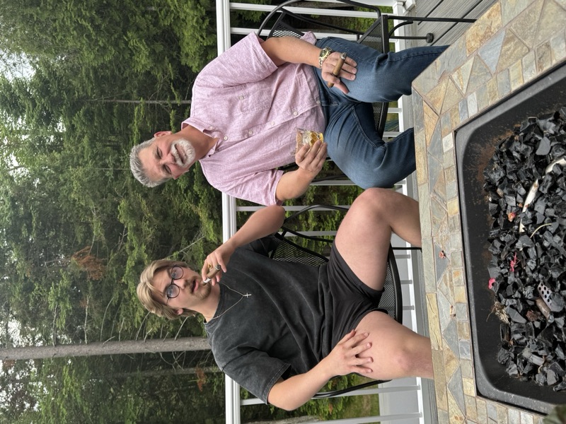 With my dad on the deck