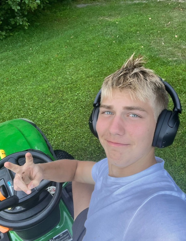 On the riding mower
