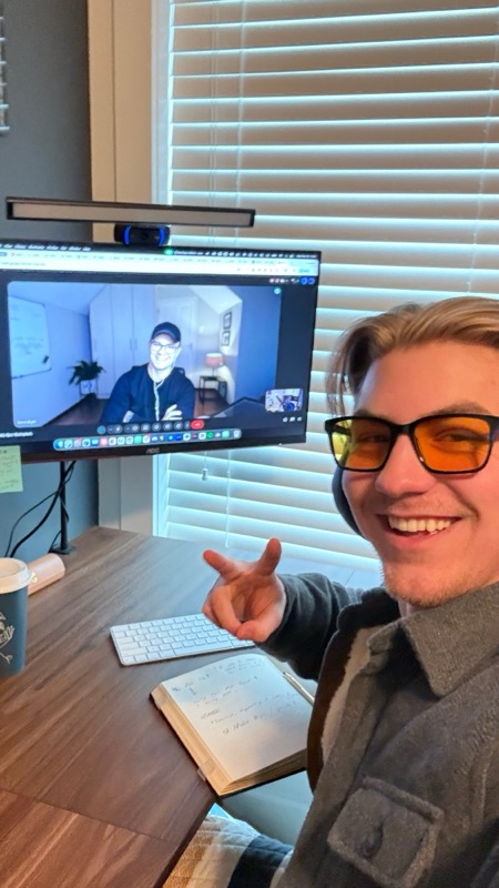 On a video call at my desk