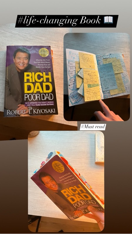 Rich Dad Poor Dad, full of notes and tabs